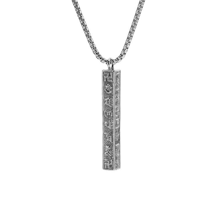 Buddha Stones Collar cilíndrico de acero de titanio con la inscripción Om Mani Padme Hum Peace - Plata vintage - image 5