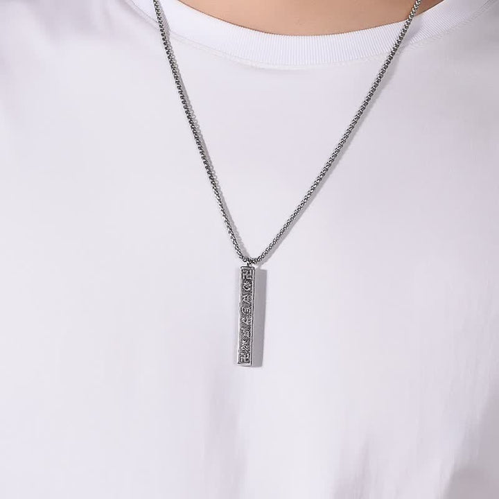 Buddha Stones Collar cilíndrico de acero de titanio con la inscripción Om Mani Padme Hum Peace - image 6
