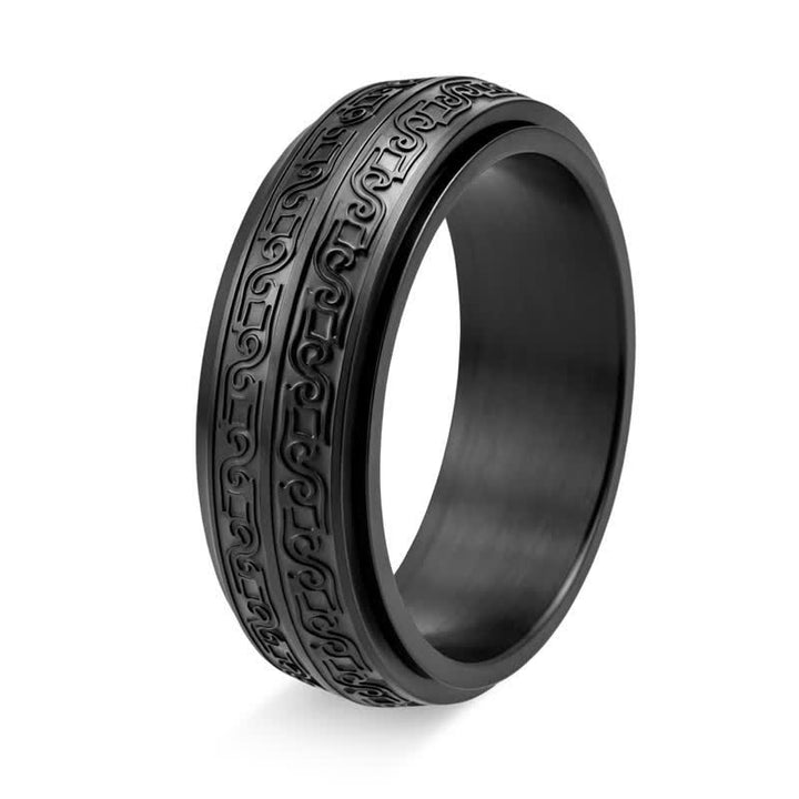 Buddha Stones Anillo protector giratorio con diseño de espiral de acero de titanio - Negro - US13 - image 6