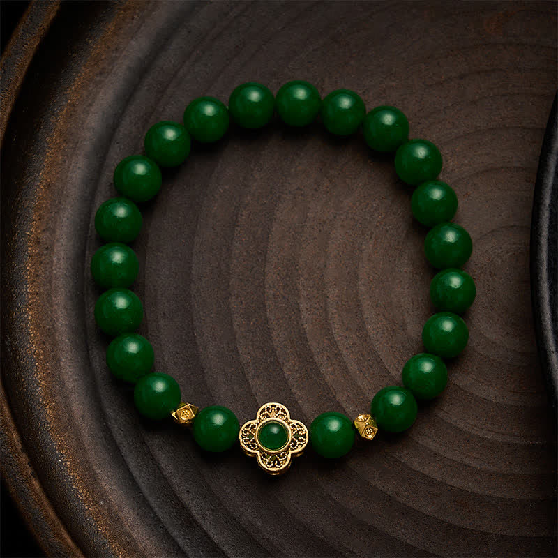 Buddha Stones Pulsera protectora de cuentas de jade y cuarcita natural - Jade de cuarcita (circunferencia de la muñeca: 15-16 cm) - image 0