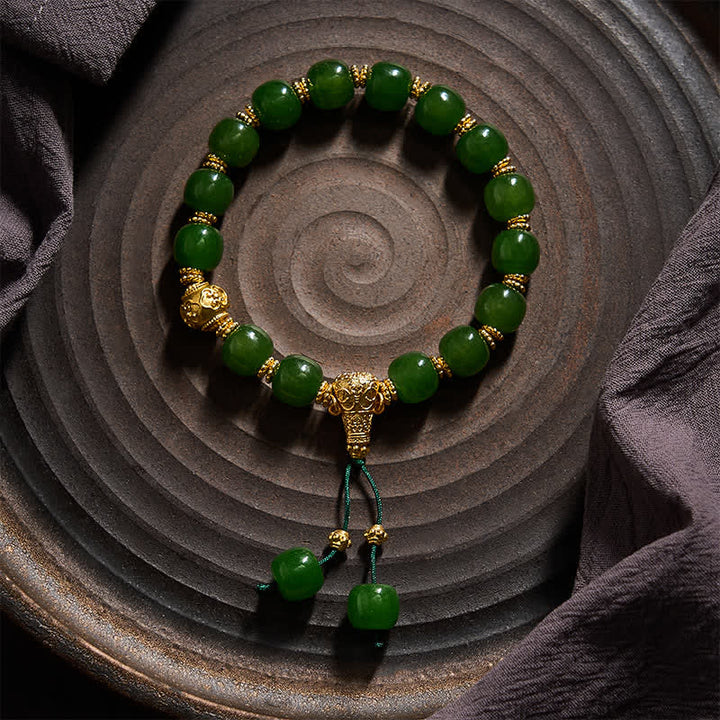 Buddha Stones Pulsera Cyan Jade Harmony con detalles dorados - image 1