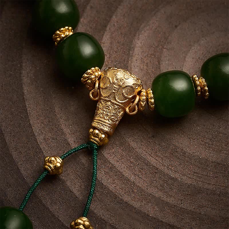 Buddha Stones Pulsera Cyan Jade Harmony con detalles dorados - image 3