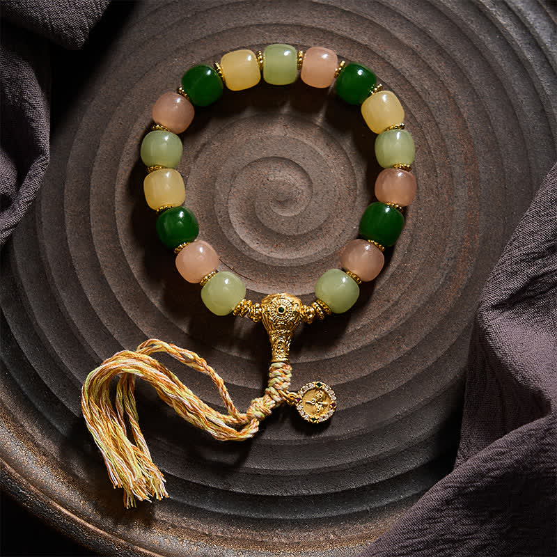 Buddha Stones Pulsera de cuentas rectangulares redondeadas de jade jade cuarcita color jade armonía - image 1
