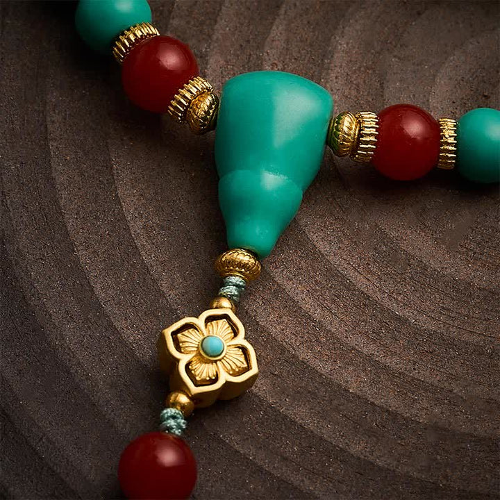Buddha Stones Mala redondo tibetano turquesa de 108 cuentas para fortalecer el tejido - image 4