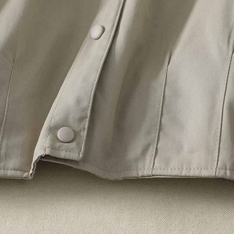 Buddha Stones Chaqueta corta de mujer informal de otoño/invierno con cuello mandarín, cuello corto y bolsillos. - image 10