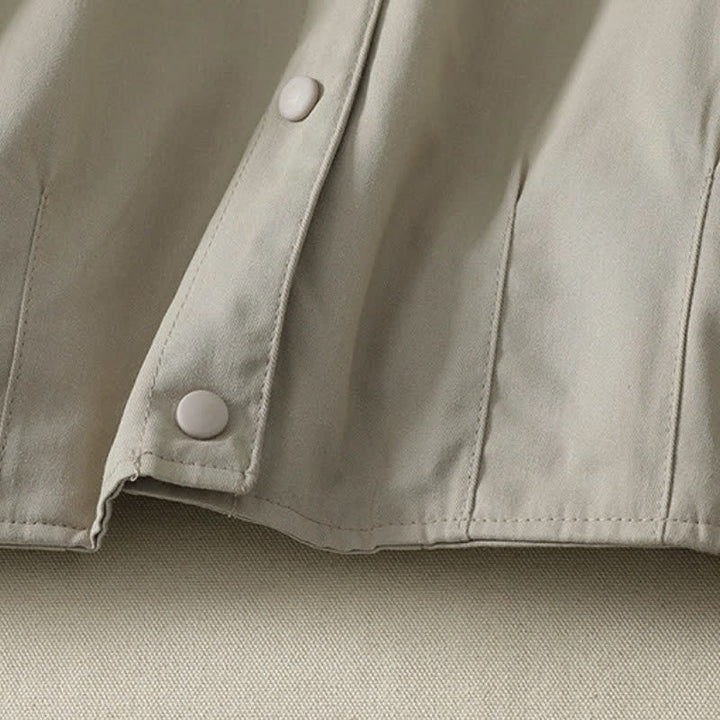 Buddha Stones Chaqueta corta de mujer informal de otoño/invierno con cuello mandarín, cuello corto y bolsillos. - image 10