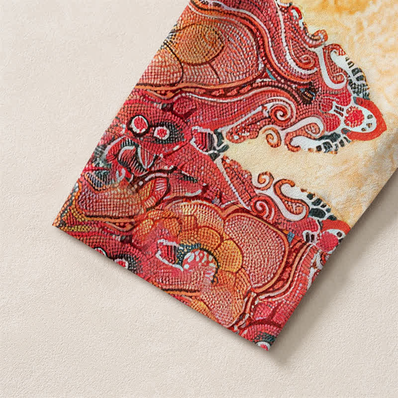 Buddha Stones Camisas de manga larga para hombre de algodón con estampado étnico de mandala paisley y cuello en V con botones. - image 5