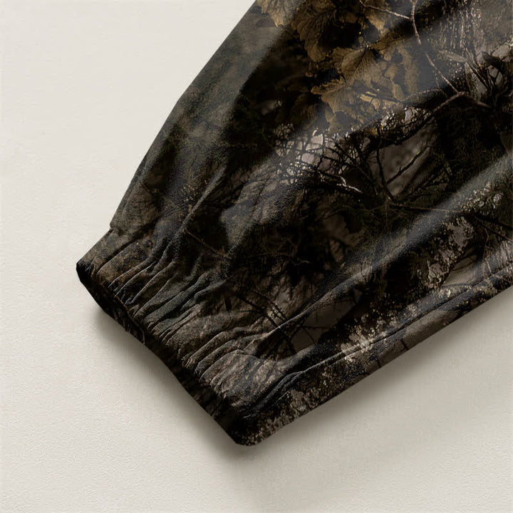 Buddha Stones Pantalones harem para hombre de algodón puro con estampado de camuflaje jaspeado, cordón ajustable y bolsillos. - image 4