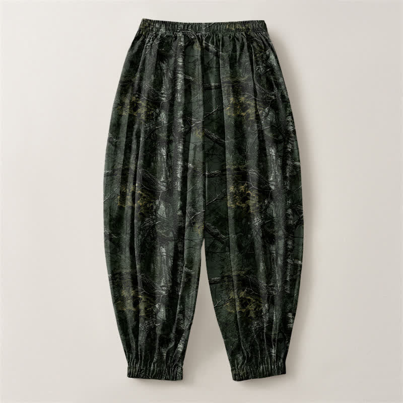Buddha Stones Pantalones harem para hombre de algodón puro con estampado de camuflaje jaspeado, cordón ajustable y bolsillos. - image 14