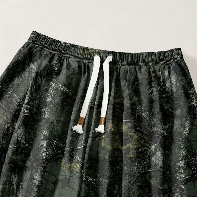 Buddha Stones Pantalones harem para hombre de algodón puro con estampado de camuflaje jaspeado, cordón ajustable y bolsillos. - image 15