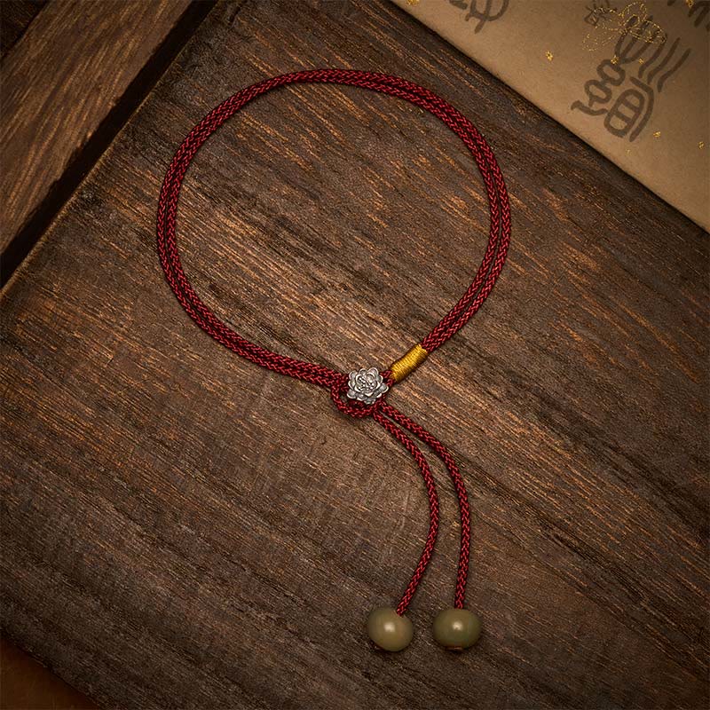 Buddha Stones Pulsera vintage de plata de ley 925 Lotus Purity con hilo rojo trenzado. - image 2