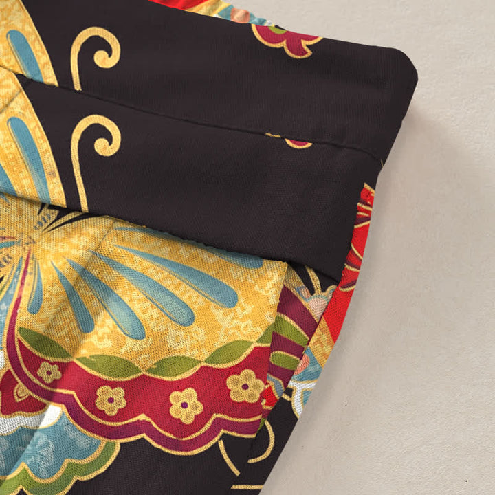 Buddha Stones Pantalones de mujer de lino y algodón con estampado de mariposas de colores, cintura elástica y pernera ancha con bolsillos. - image 2