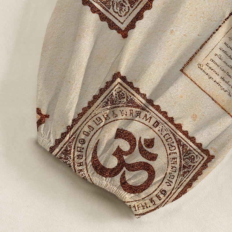 Buddha Stones Pantalones harem de algodón con estampado vintage Om Sun para mujer, cintura elástica y bolsillos laterales. - image 6