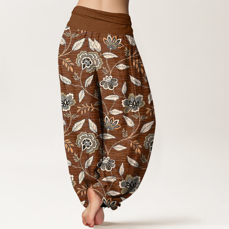 Buddha Stones Pantalones harem de algodón con estampado floral vintage y cintura elástica para mujer. - image 2