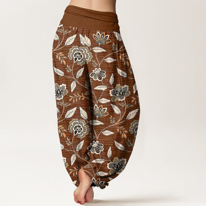 Buddha Stones Pantalones harem de algodón con estampado floral vintage y cintura elástica para mujer. - image 2