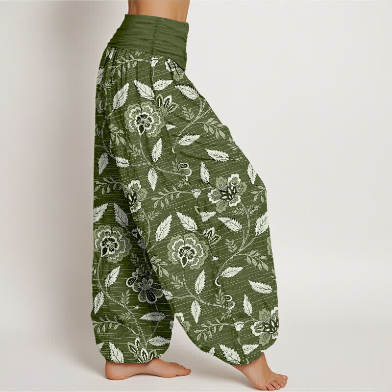 Buddha Stones Pantalones harem de algodón con estampado floral vintage y cintura elástica para mujer. - image 6