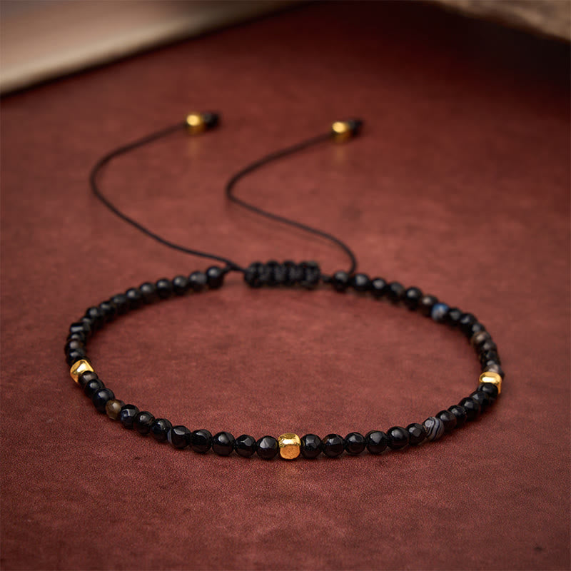 Buddha Stones Pulsera ajustable de conexión a tierra trenzada de ágata rayada marrón oscuro - image 1