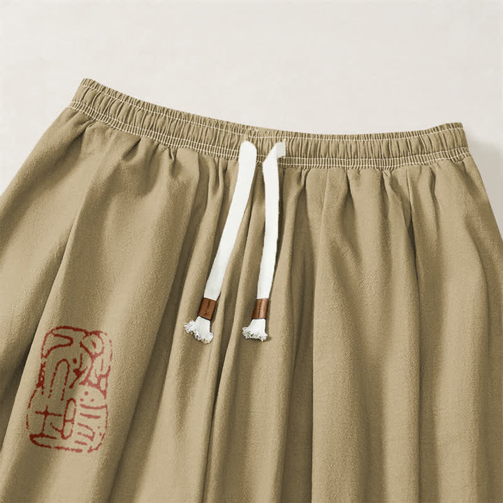 Buddha Stones Pantalones harem para hombre de algodón puro con estampado de ranas y cordón ajustable, con bolsillos. - image 9