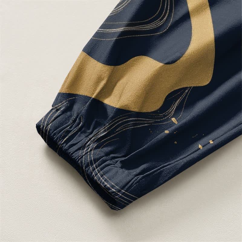 Buddha Stones Pantalones harem para hombre de algodón puro con estampado de dragón oriental, cordón ajustable y bolsillos. - image 10