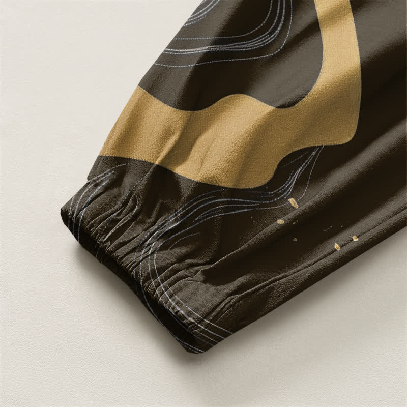Buddha Stones Pantalones harem para hombre de algodón puro con estampado de dragón oriental, cordón ajustable y bolsillos. - image 16