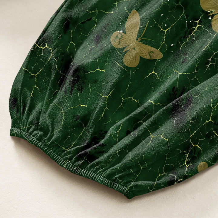 Buddha Stones Pantalones harem de algodón con estampado botánico de mariposas y efecto craquelado, cintura elástica y bolsillos laterales para mujer. - image 6