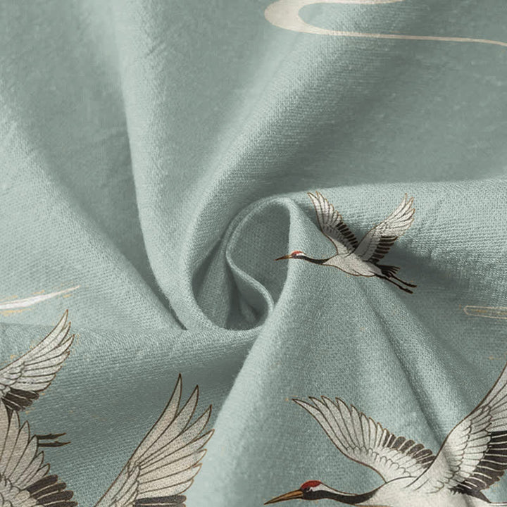 Kimono de manga larga para mujer con estampado de grullas voladoras y ondas de agua, estilo Hanfu, cuello en V y cordones, con Buddha Stones y algodón. - image 4