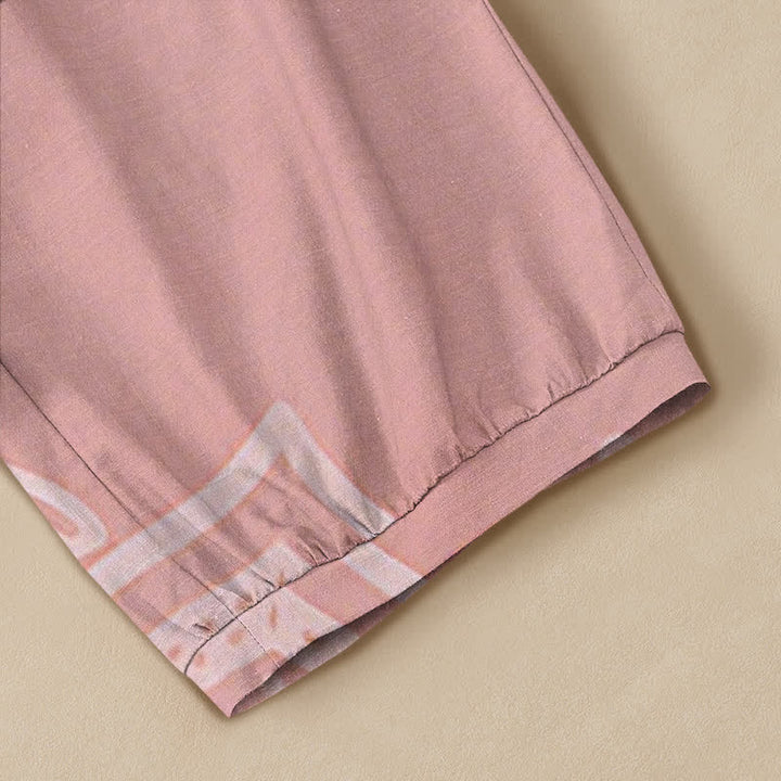 Buddha Stones Pantalones harem de algodón estilo bohemio con estampado floral de mandala blanco, cintura elástica plisada y bolsillos para mujer. - image 5