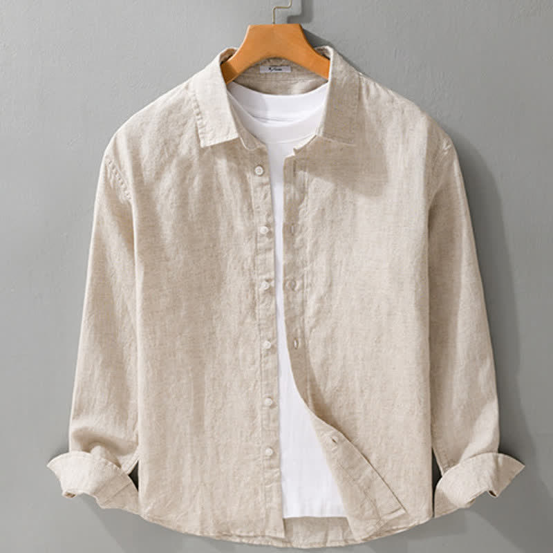 Buddha Stones Camisas de manga larga para hombre, estilo casual minimalista, con botones, para primavera y otoño. - image 1