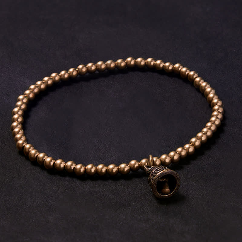 Buddha Stones Pulsera con colgante de campana y cuentas de cobre - 7,1–7,5 pulgadas (18–19 cm) - image 0
