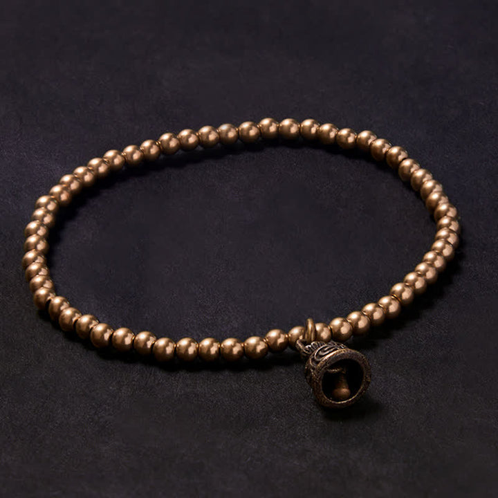 Buddha Stones Pulsera con colgante de campana y cuentas de cobre - 7,1–7,5 pulgadas (18–19 cm) - image 0