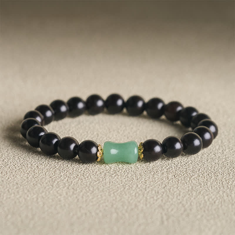Buddha Stones Pulsera unisex de madera de ébano verde con vetas naturales - Madera de ébano (Equilibrio ♥ Calma) - image 0