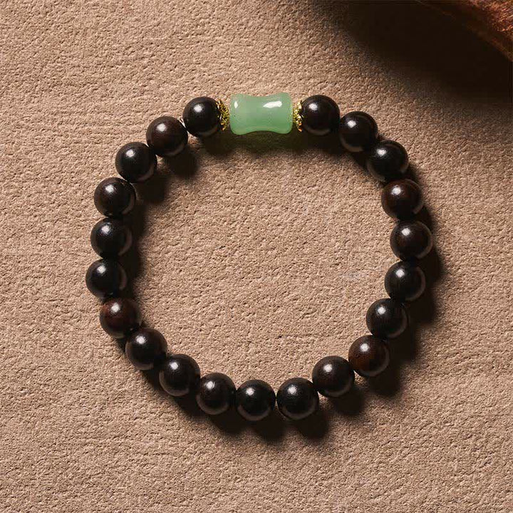 Buddha Stones Pulsera unisex de madera de ébano verde con vetas naturales - image 2
