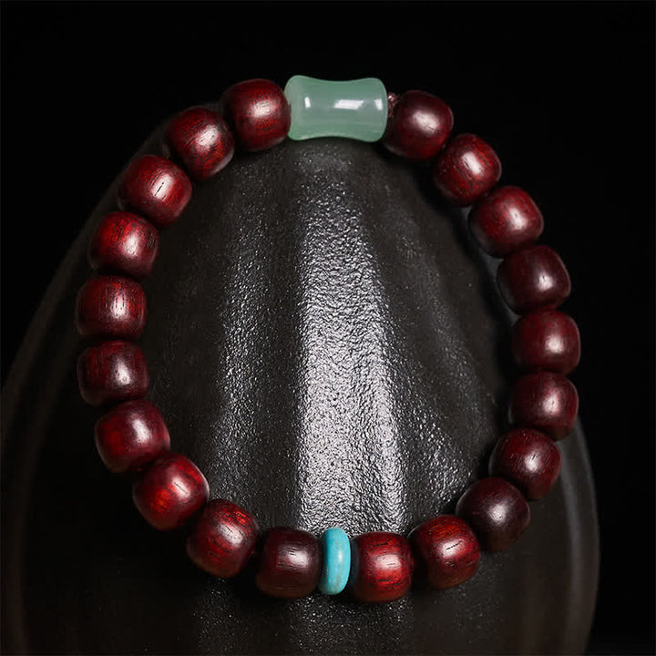 Buddha Stones Pulsera de protección vintage de madera de sándalo rojo, ébano y bambú - image 2