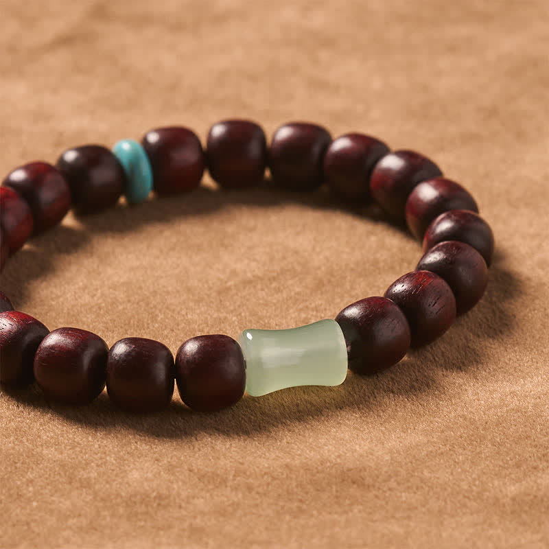 Buddha Stones Pulsera de protección vintage de madera de sándalo rojo, ébano y bambú - image 4