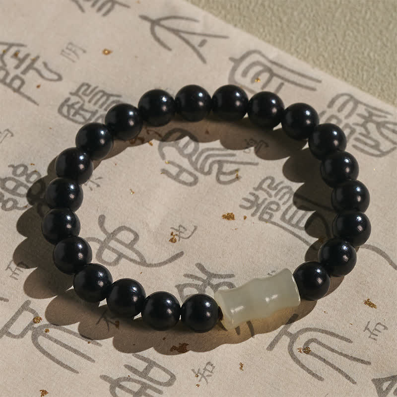 Buddha Stones Pulsera de protección vintage de madera de sándalo rojo, ébano y bambú - image 10