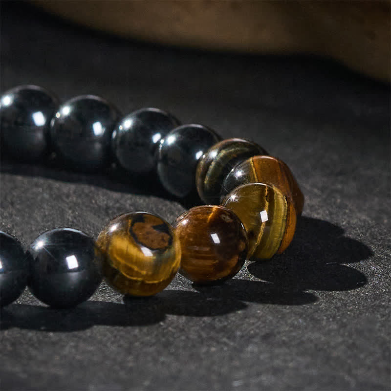 Buddha Stones Pulsera de cuentas de hematita ojo de tigre - image 4