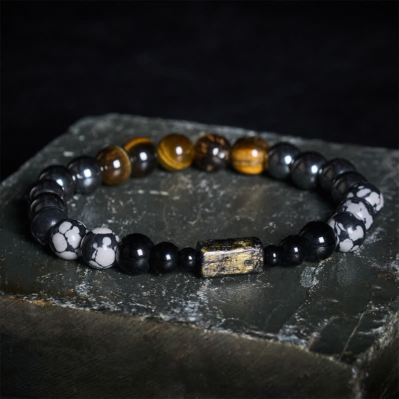 Buddha Stones Pulsera de cuentas de hematita ojo de tigre - Ojo de Tigre (protección ♥ Coraje) - image 0