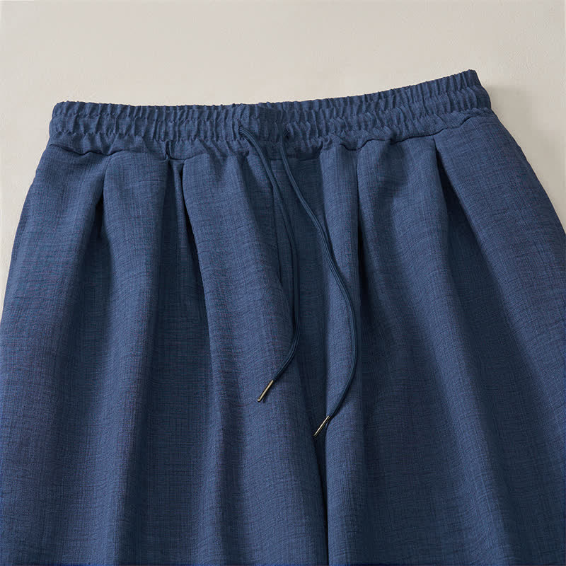 Buddha Stones Pantalones largos básicos retro de primavera con cordón ajustable, color liso, estilo harem para hombre, con bolsillos. - image 5