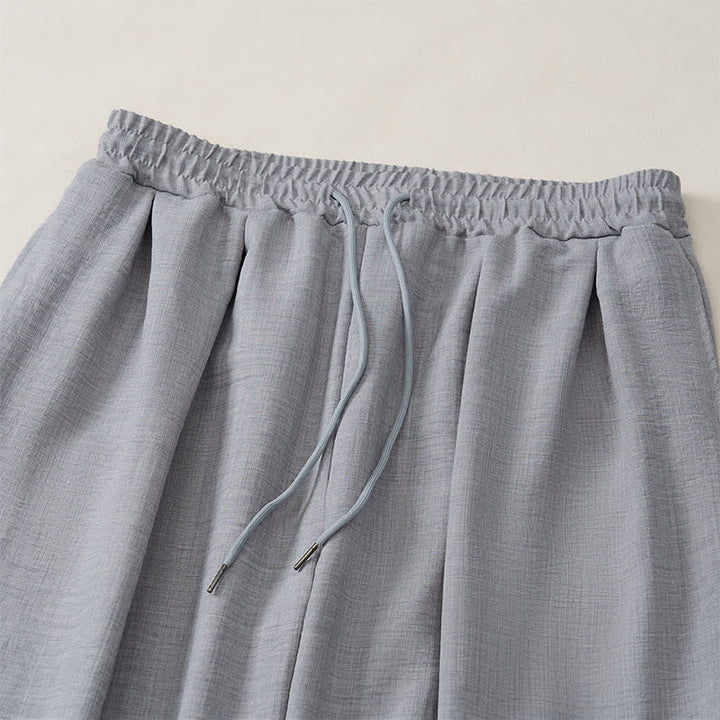 Buddha Stones Pantalones largos básicos retro de primavera con cordón ajustable, color liso, estilo harem para hombre, con bolsillos. - image 15