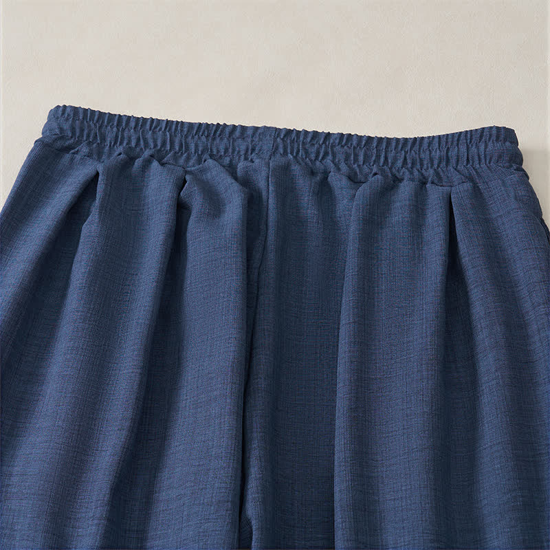 Buddha Stones Pantalones largos básicos retro de primavera con cordón ajustable, color liso, estilo harem para hombre, con bolsillos. - image 6