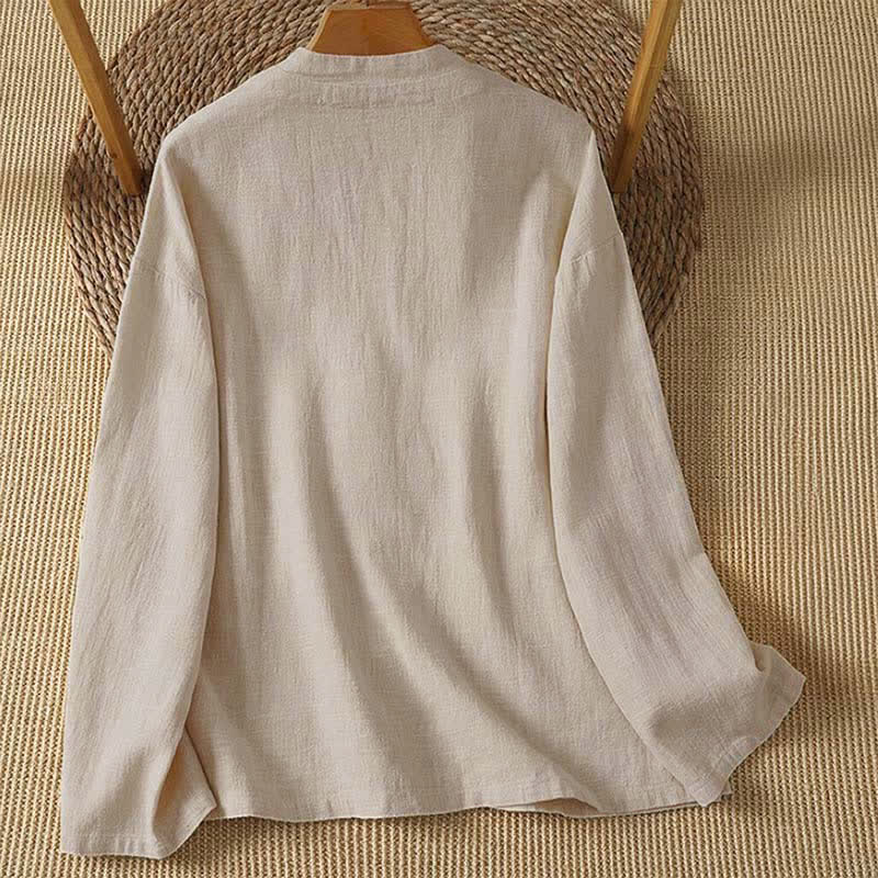 Buddha Stones Camisas de manga larga para mujer, de estilo vintage informal de otoño, con botones y bolsillos. - image 1