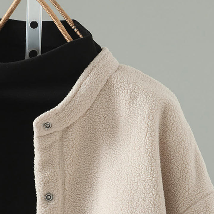 Buddha Stones Chaqueta de invierno informal estilo Tang con cuello mandarín, color liso, para mujer, con bolsillo. - image 10