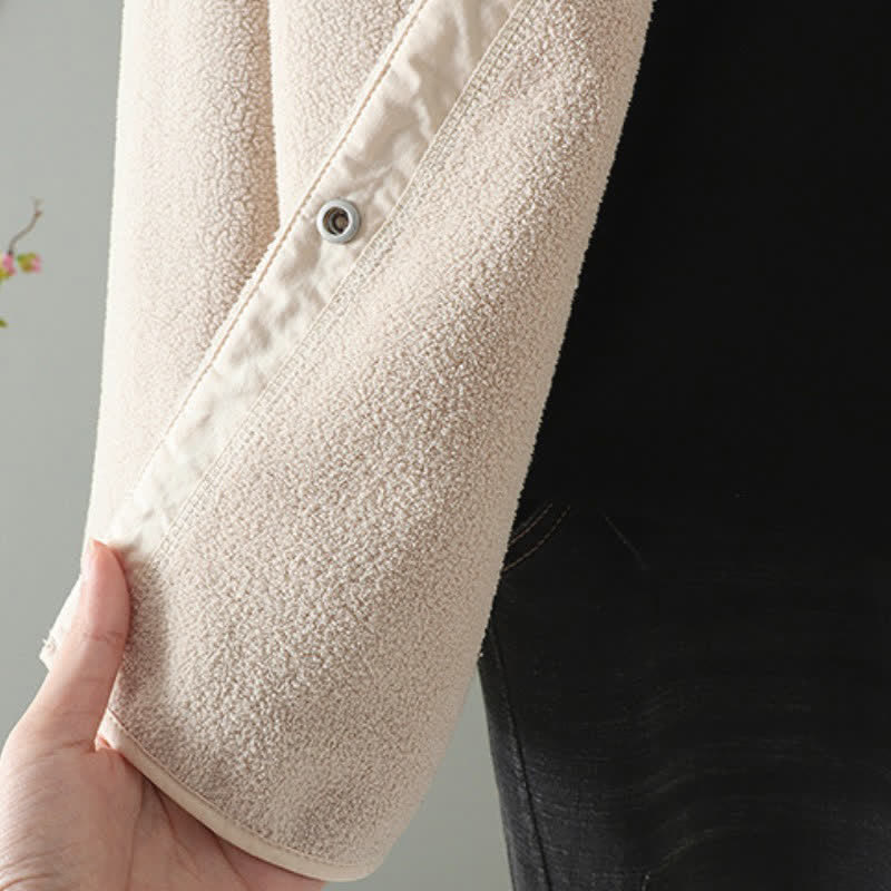 Buddha Stones Chaqueta de invierno informal estilo Tang con cuello mandarín, color liso, para mujer, con bolsillo. - image 12