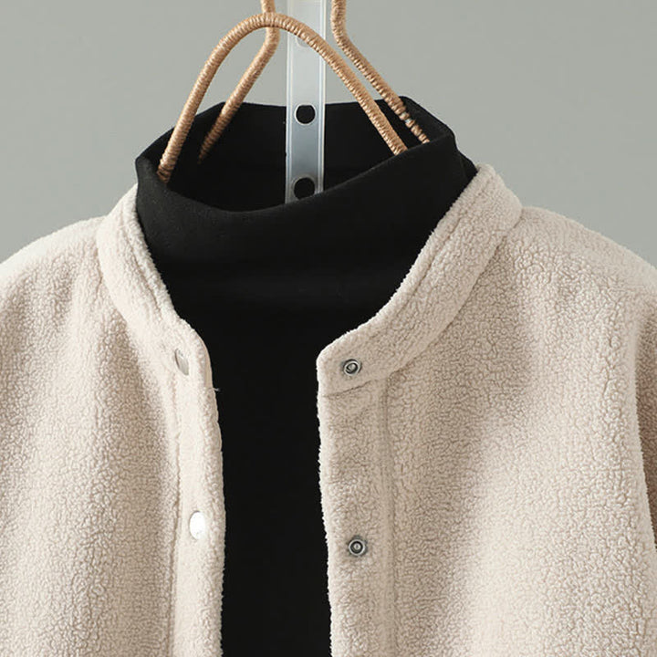 Buddha Stones Chaqueta de invierno informal estilo Tang con cuello mandarín, color liso, para mujer, con bolsillo. - image 8
