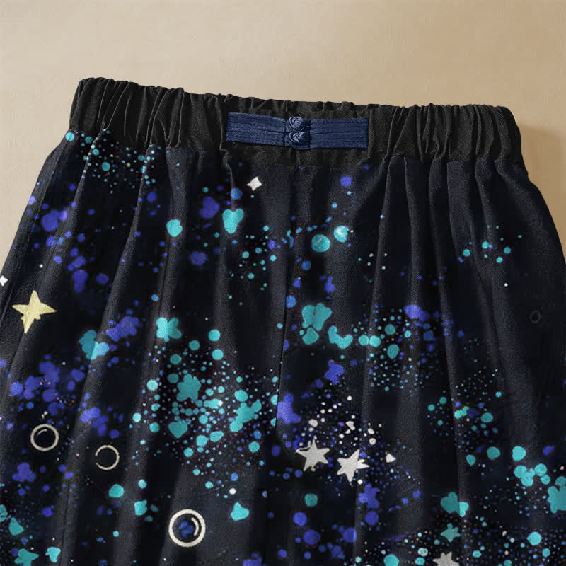 Buddha Stones Pantalones harem de algodón puro con estampado de mariposas, peces koi y botones de rana para mujer, con cintura elástica y bolsillos. - image 2