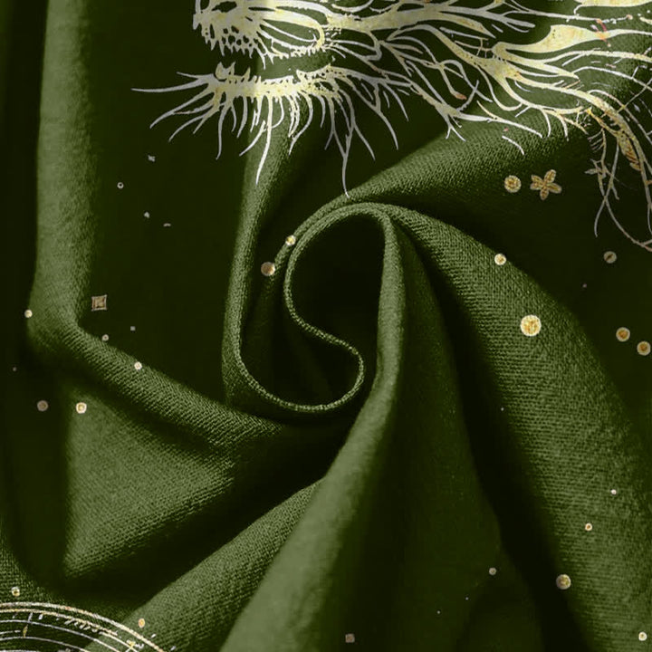 Buddha Stones Pantalones harem para hombre de algodón puro con estampado de nube y dragón dorado, cordón ajustable y bolsillos. - image 17