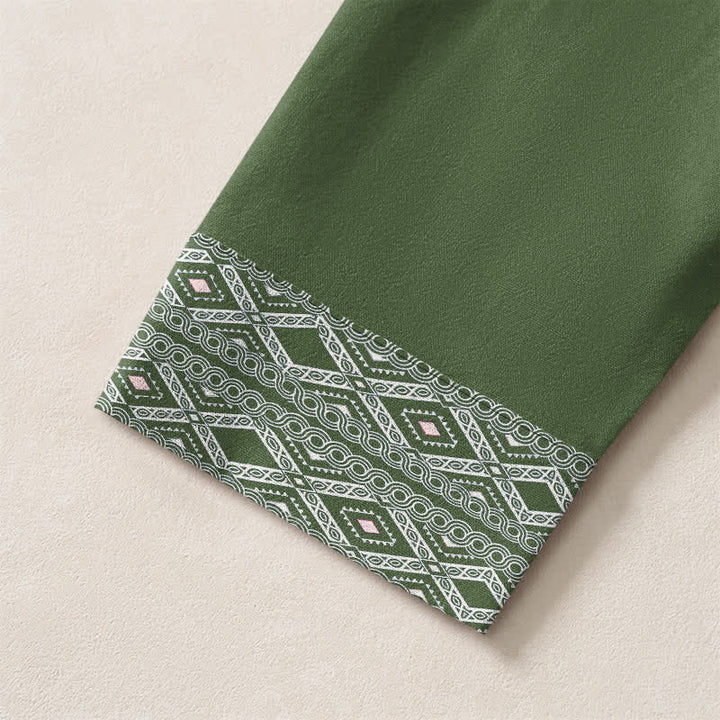Buddha Stones Camisas de manga larga para hombre de algodón con estampado geométrico de rombos tribales y botones. - image 12