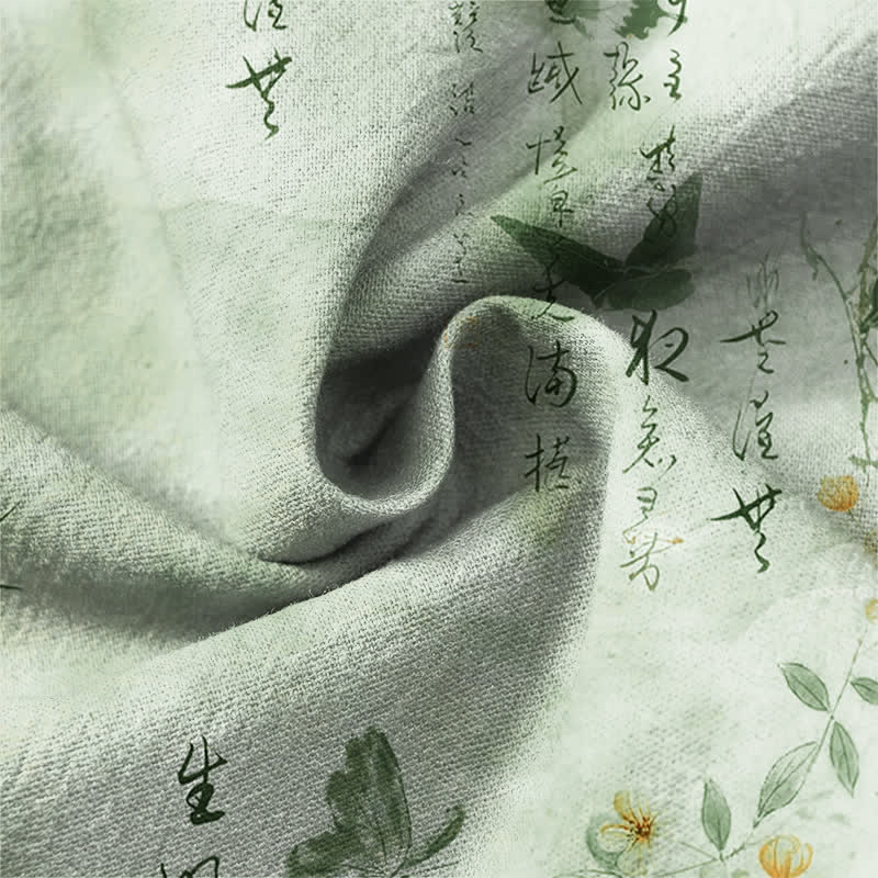 Buddha Stones Camisas de manga larga para hombre con cuello en V, cuello en V, estampado floral de mariposas y botones, de algodón. - image 20