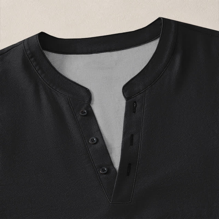 Buddha Stones Camisas de manga larga para hombre de algodón blanco con estampado de bambú, cuello en V y botones. - image 18