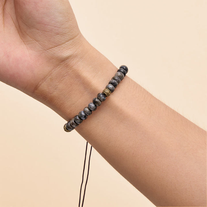 Buddha Stones Pulsera de intuición con cuentas de ábaco vintage y piedra lunar negra - image 9